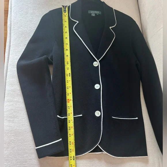 Ralph Lauren Black Blazer with White Piping - Picture 8 of 8